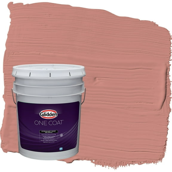 Glidden One Coat Sunstone / Orange Satin Exterior Paint with Primer, 5 Gallon