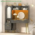thumbnail image 7 of Homieasy 48'' Makeup Vanity with Hutch, White Bedroom Vanity with Charging Station and LED, Tall Vanity Table with Pegboard, Mirror, 5 Big Drawers & Shelves, Cabinet, Bedroom Dressing Tables, Grey, 7 of 7