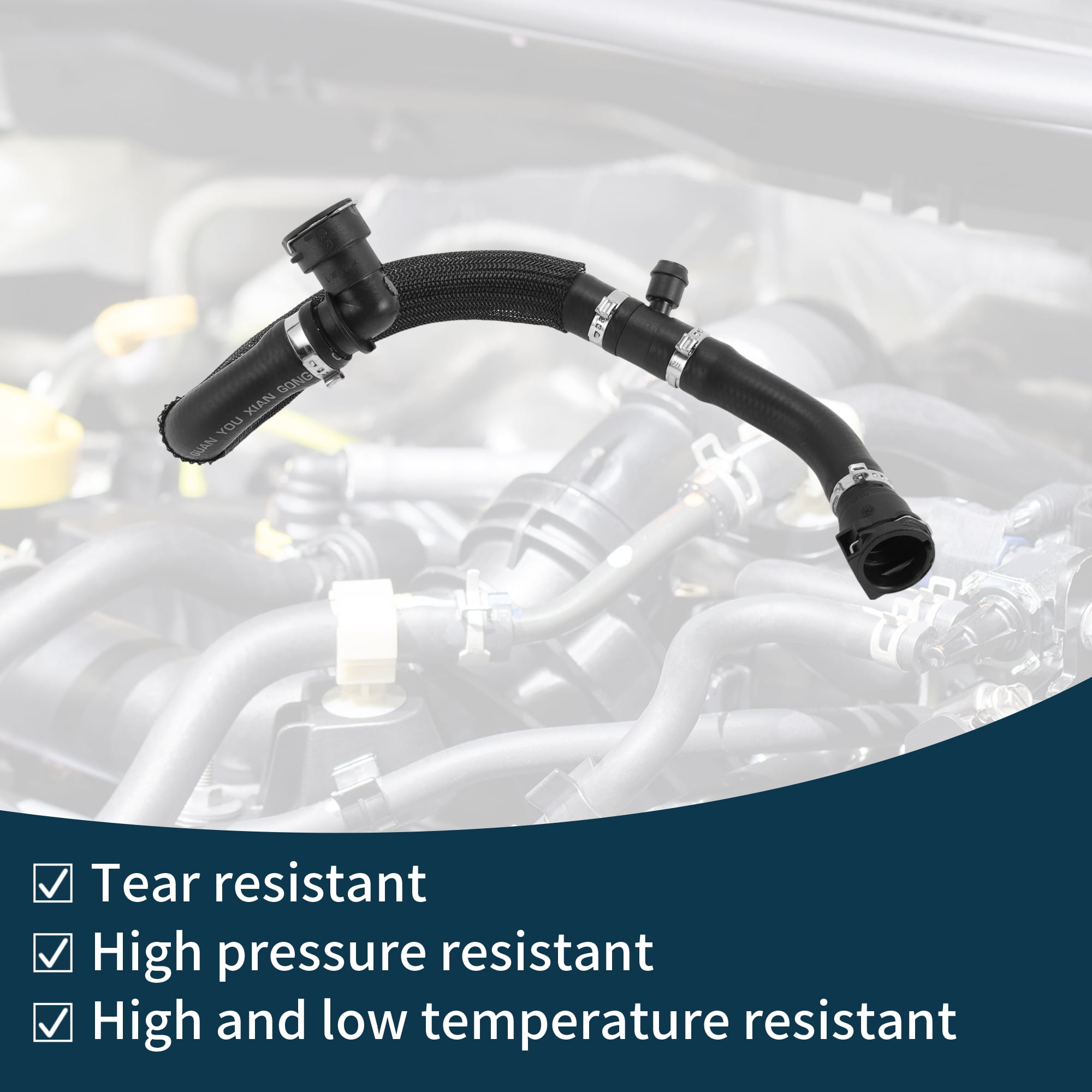 Unique Bargains Radiator Hose Heater Hose Radiator Outlet Hose Pipe for Peugeot 408 2014-2022 No.9803389580 Rubber Heating Water Pipe Black 1 Pc