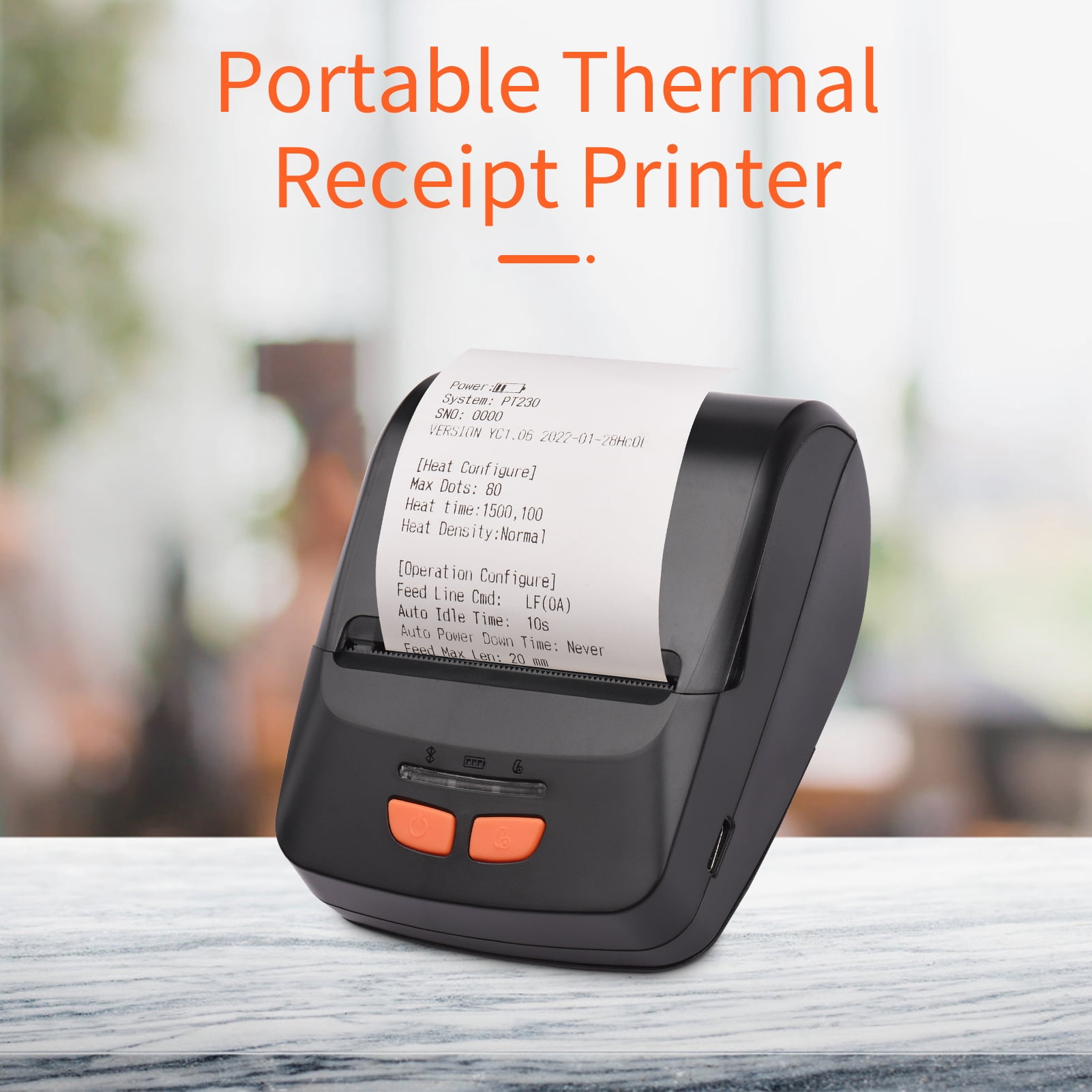 Walmeck Bisofice Label Printer Portable 58mm Mobile Thermal Printer Wireless BT Bill Ticket Printing with Rechargeable Battery for Restaurant Supermarket R