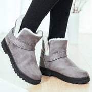 Joyoung Winter Women's Flat Cotton Shoes Short Boots Warm And Comfortable Women Fur Lining Cotton Snow Ankle Boots