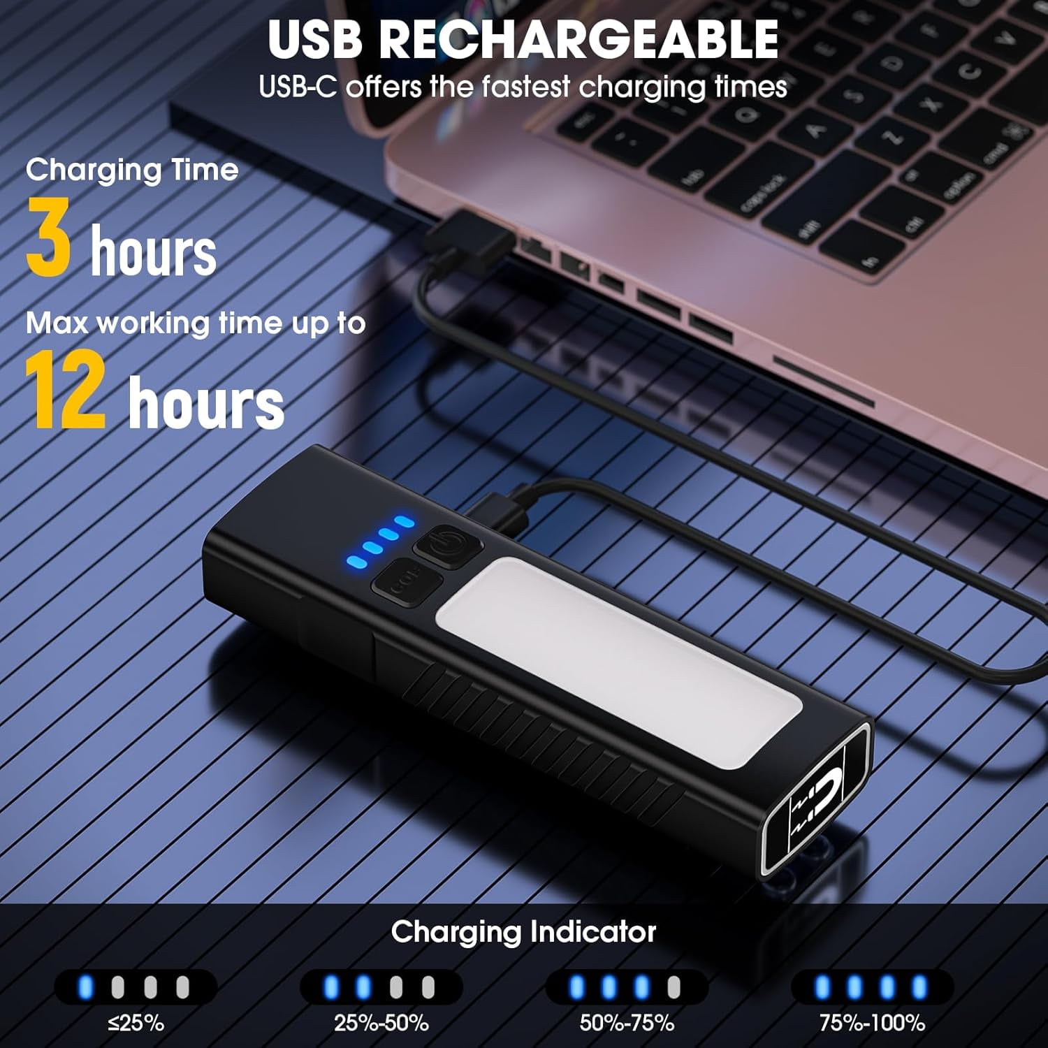 2pack Rechargeable EDC Flat Flashlight with COB Lights, UV, Red, Super Bright LED Combo 3in1 Portable Pocket lights, Pocket Mini Magnetic EDC Flashlight with Clip for Working, Repairing, Emergencies