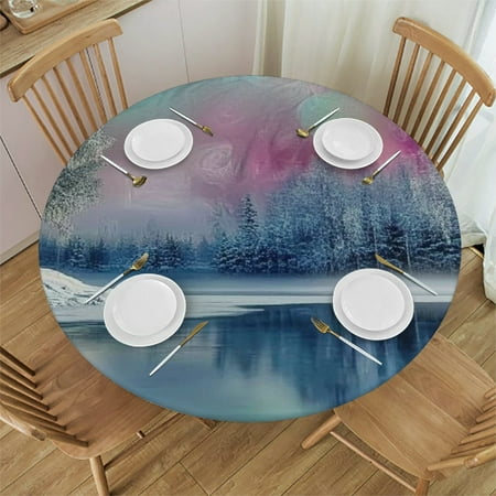 

Palnkart Snow Trees Round Tablecloth Stain-Resistant Indoor Outdoor Restaurants Weddings Parties Tablecloths Outdoor Fitted 46 -50