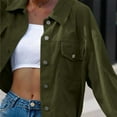 thumbnail image 6 of Hinvhai Women's Corduroy Jacket Fashion Cropped Jackets Button Down Shacket Long Sleeve Outerwear with Flap Pockets Army Green XL(XL), 6 of 7