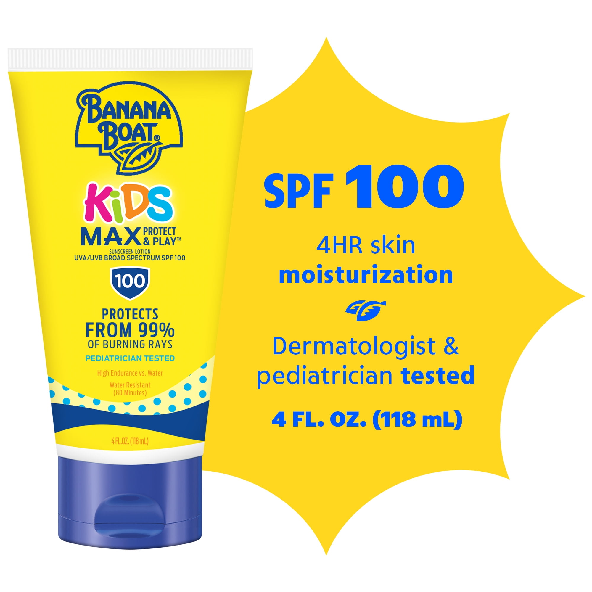 Banana Boat MAX Kids Sunscreen Lotion SPF 100, Sunscreen for Kids, Sunblock, 4 fl oz