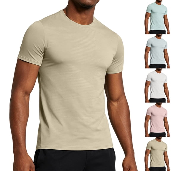 Men's Quick Dry T-Shirt Nylon Spandex Blend | Athletic Short Sleeve Tee Crewneck | Breathable Moisture Wicking UPF | Running Gym Workout Training | Comfort Fit | Zenithor,Green L