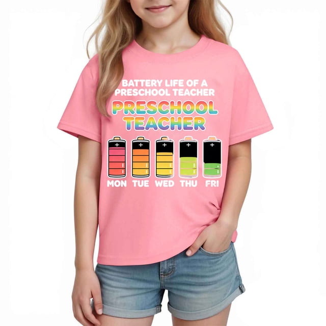Hauts à Manches Courtes pour Filles T-Shirt Imprimé Graphique Décontracté pour Enfants 1 Pce