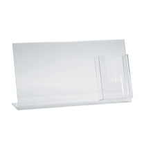 L-Shaped Sign Holder w/ Trifold Pocket: 11" W X 8.5" H Graphic Size. Overall Frame Size: 16" W x 8.5" H, 2-Pack