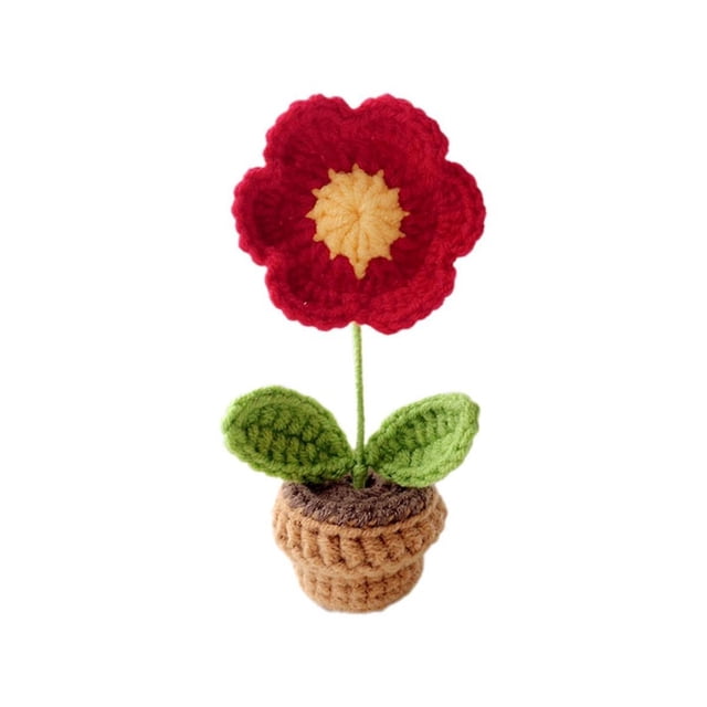Flores tejidas a mano Plantas artificiales de crochet en macetas Regalo tejido terminado Como se muestra, Como se muestra