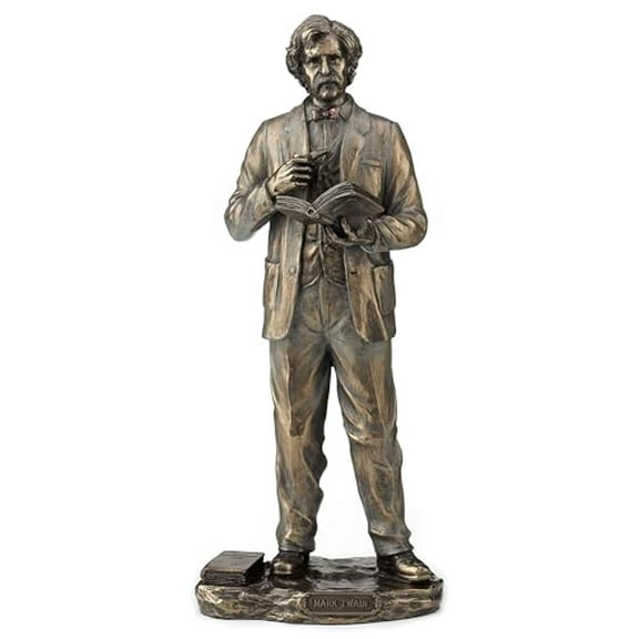 Veronese Design Metallic Bronze Finished Mark Twain Statue