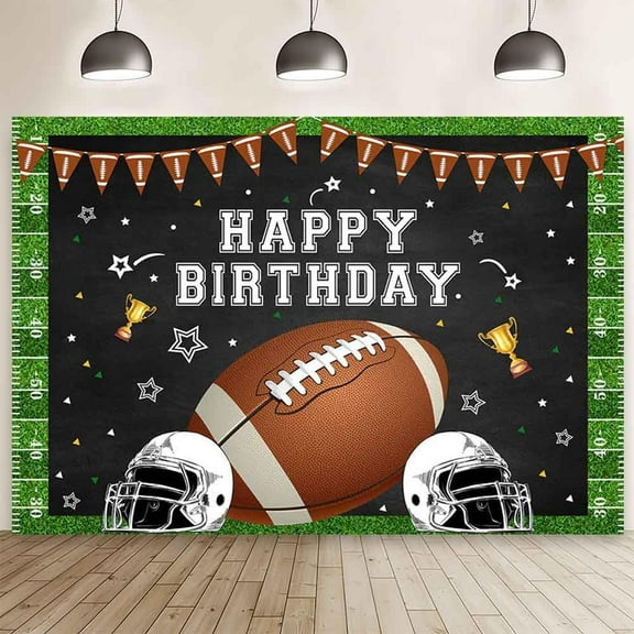 MEHOFOND 7x5ft Touchdown Happy Birthday Backdrop for Boys Super Bowl Sports Birthday Photography Background Rugby Football Field Bday Party Decor Helmet Flag Boy Football Bday Party Banner Photo Props
