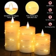 thumbnail image 2 of Velas LED, velas a batería, con luces de cadena integradas, velas sin llama de 3 piezas, con control remoto de 10 teclas, función de temporizador de 24 horas, luces danzantes, 2 of 5
