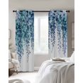 thumbnail image 4 of Teal Eucalyptus Leaf Blackout Curtains for Bedroom Living Room Darkening Curtains 63 Inches Long Spring Botanical Watercolor Window Curtain 2 Panels Set Window Treatment Grommet Drapes 52"x63", 4 of 9