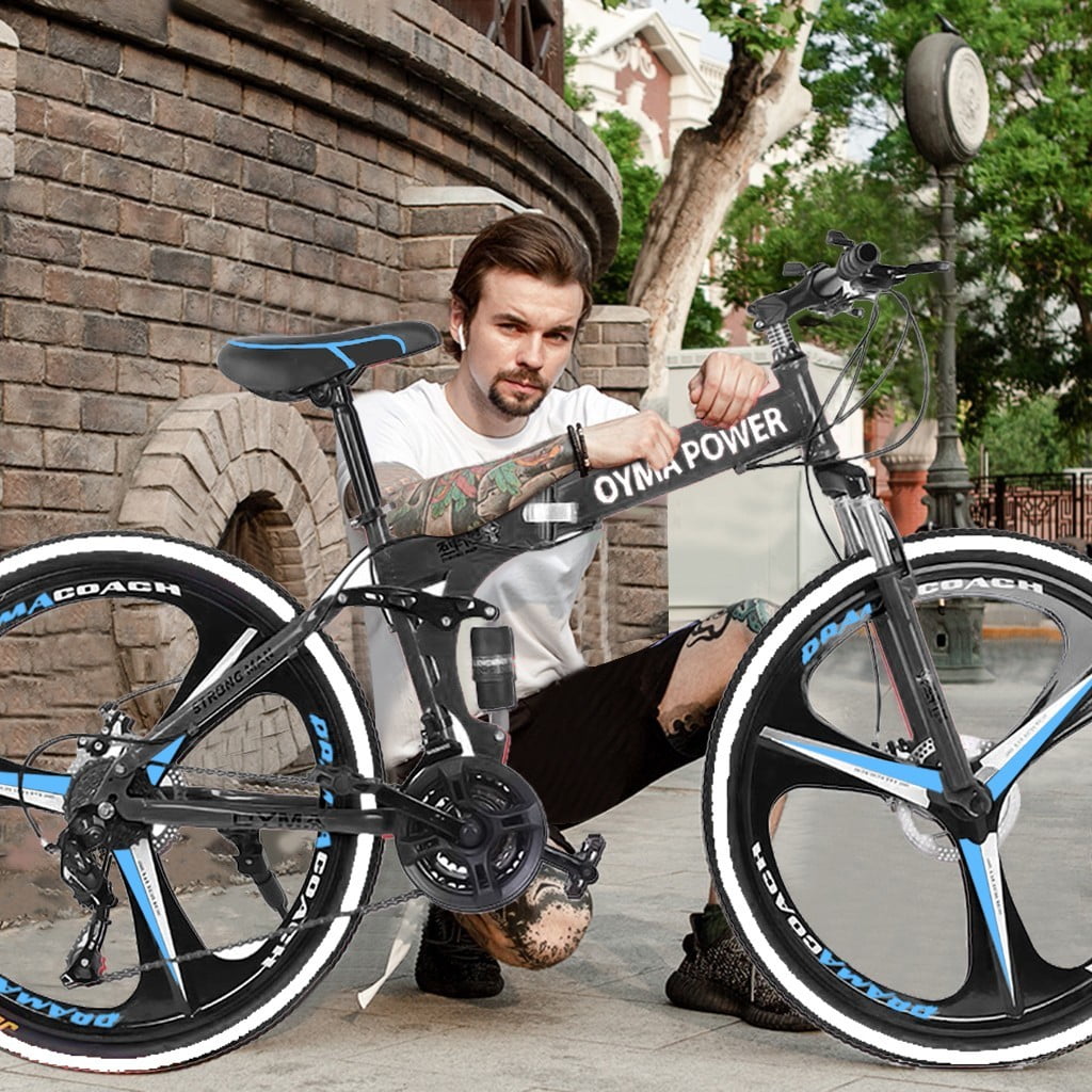 26" Folding Mountain Bike Shimano MTB Bicycle 21 Speed Full Suspension Xmas Gift 