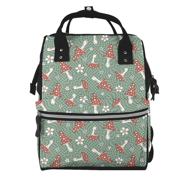 Disketp Retro Hippie Groovy Mushroom Mochila de Pañales de Gran Capacidad con Múltiples Bolsillos, Mochila de Viaje Multifuncional para Bebé, Unisex, Moderna y Resistente