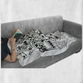 thumbnail image 6 of Indie Soft Flannel Fleece Throw Blanket, Hand Drawn Doodle Style Cartoon Monsters Welcoming Community Funny Crazy, Cozy Plush for Indoor and Outdoor Use, 60" x 80", Black and White, by Ambesonne, 6 of 6