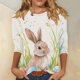 thumbnail image 1 of TaTaai Women's Easter Printed Pullover T-Shirt Round Neck 3/4 Sleeve Casual Loose Fit Holiday Spring Festival Top Everyday Blouse Gift, 1 of 5