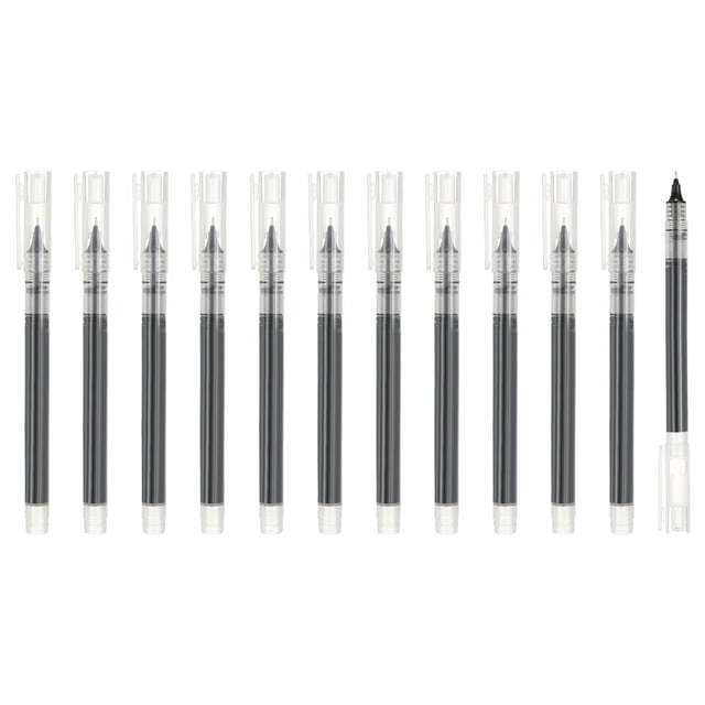 Uxcell 12Pcs Colored Gel Ink Pens, 0.5mm Extra Fine Point Smooth Writing Quick Drying Liquid Ink Rollerball Pens, Black