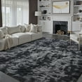 thumbnail image 2 of PureCozy 8'x10' Shag Area Rugs for Living Room Bedroom Dining Room Office Farmhouse, Plush Indoor Decorative Long-haired Large Black Rugs Carpet, Black, 2 of 5
