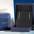 thumbnail image 5 of Gem Stone King 14K White Gold Blue Sapphire and White Lab Grown Diamond Long Liner Dangle Earrings for Women | 1.06 Cttw | Gemstone September Birthstone | Round 4MM | White Gold Chain Drop Earrings, 5 of 6