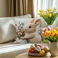 thumbnail image 6 of TanSiDing 1pcs Easter Bunny Embroidery Style Pillowcase Floral Print Decorative Throw Pillow Cover Soft Polyester Home Decor Couch Bedroom Accent 45*45cm, 6 of 6