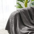 thumbnail image 4 of Navy Throw Blanket Textured Solid Soft Sofa Couch Decorative Knitted Blanket, 60" x 80" Navy, 4 of 5