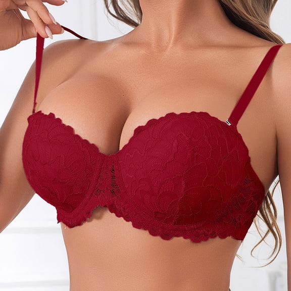 Babcutegg Womens Bra Adjustable Straps Comfortable High Support Seamless Womens Underwear Red Size L