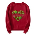 thumbnail image 4 of Bmisegm Mode Décontractée pour Femmes Col Rond avec Manches à Épaules Sweat à Capuche Imprimé Partielle Quatre Feuilles Rouge TG, 4 of 4