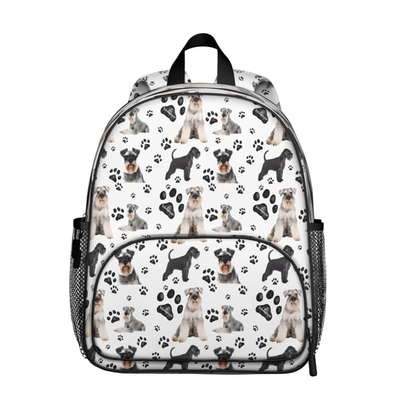 Schnauzer Dog and Footprints Backpack Backpack for School,Cute School Bag,Schoolbag with Adjustable Shoulder Straps & Padded Back,13.8"x11.4"x6"