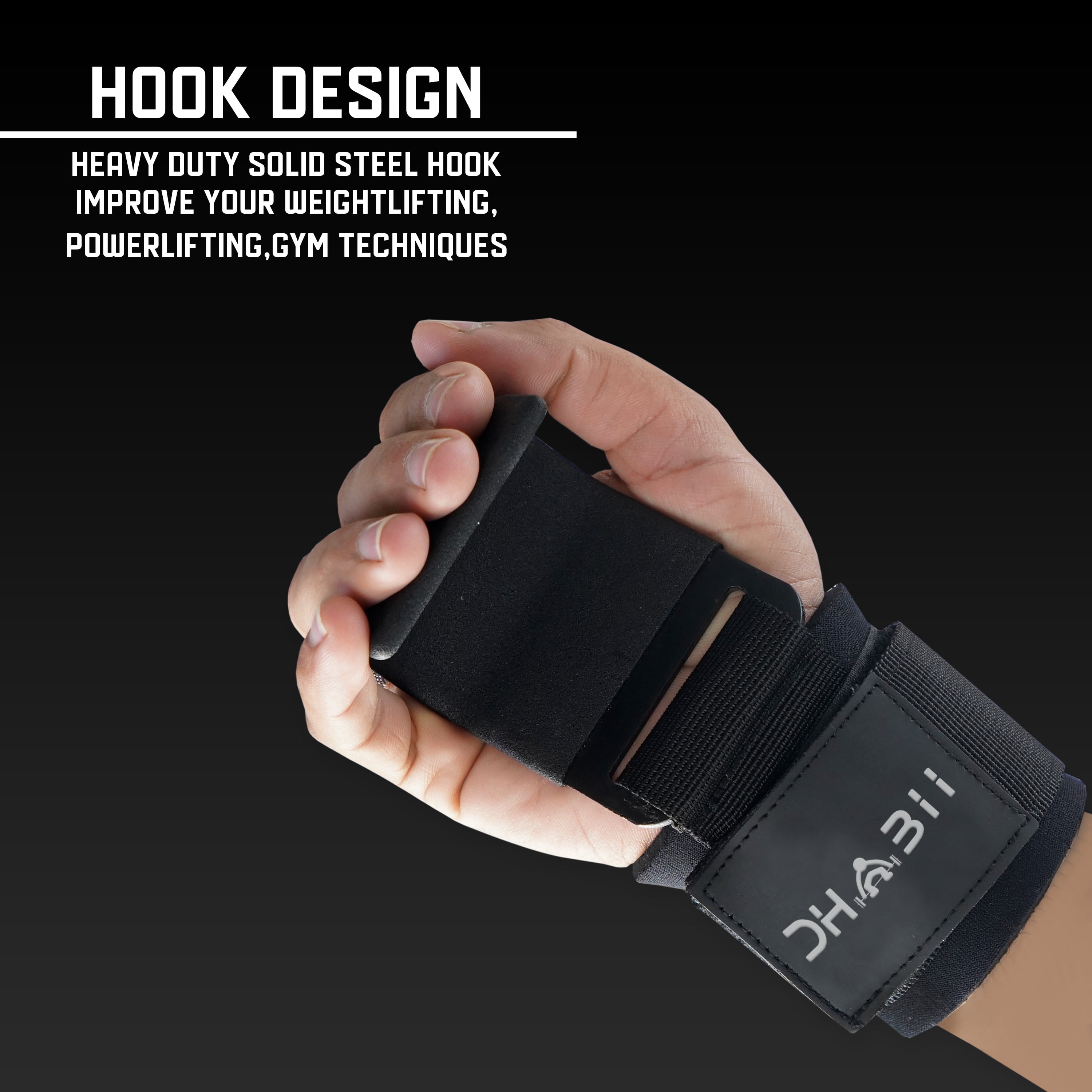 Weight Lifting Hooks (Pair), Heavy Duty Power Wrist Straps Hand Grip Support for Deadlifts, Pull Ups, Shrugs - Gym Gloves for Men and Women