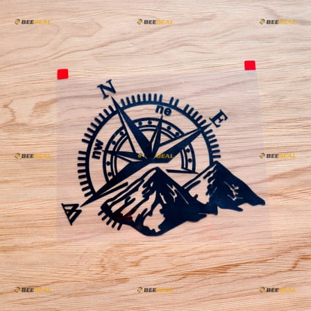 4X4 Off Road Compass Mountain Decal Sticker Car Truck Vinyl - Black 7 Inches - Fit for Chevy Jeep Ford Subaru 01281A