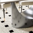 thumbnail image 4 of POVISON 71" Modern Dining Table for 4-6, Rectangular White Sintered Stone Dining Table, Marble-Look Tabletop with Bronze Carbon Steel Legs for Dining Room, 4 of 9