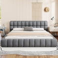 thumbnail image 3 of Harper & Bright Designs King Size Upholstered Platform Bed with Thick Fabric, King Grounded Bed with Soft Headboard for Bedroom, Gray, 3 of 10
