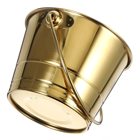 Toyvian Golden Beverage Bucket Round Ice Cooler Container for Hotel Use - 1 Piece Drink Chiller