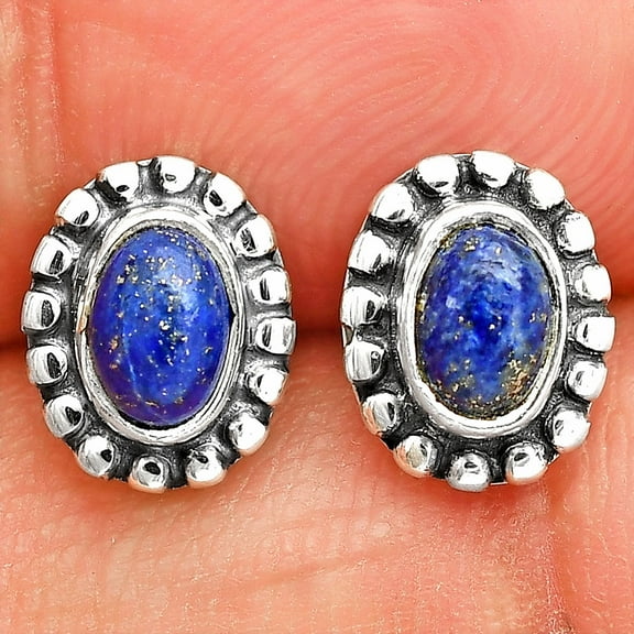 Lapis Lazuli - Afghanistan Stud 925 Sterling Silver Earrings Jewelry DGE1066_A E-1121