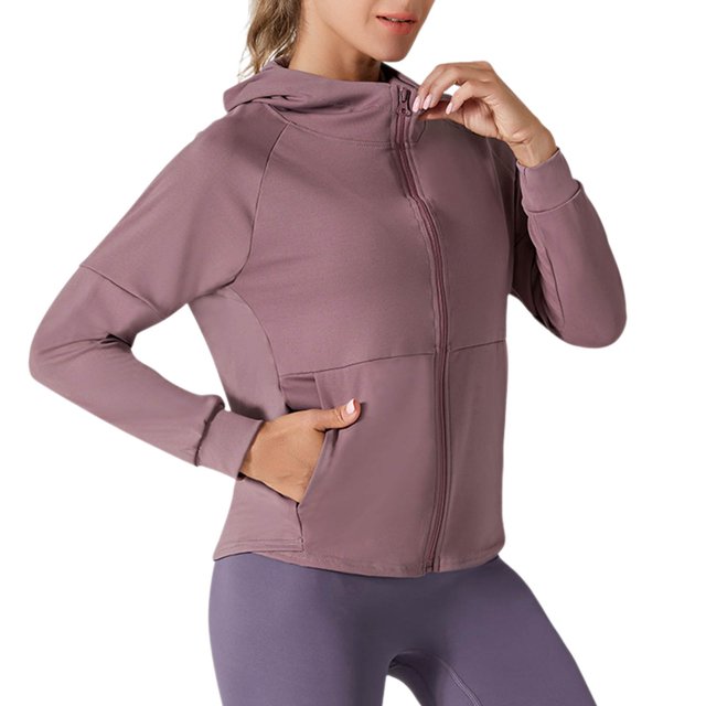 yoeyez Vêtements de Protection Solaire pour Femmes Upf 50+ à Manches Longues, Chandail à Capuchon à Fermeture à Glissière, Maillot Dermoprotecteur à Séchage Rapide, Léger pour la Course, Veste de Randonnée Athlétique, Chandail de Soleil Violet, G