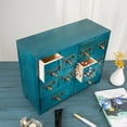 thumbnail image 2 of PACKGILO Apothecary Cabinet with 10 Drawers & Labels Rustic Library Card Catalog Cabinet Desktop Wooden Storage Box for Organize Herbal、Tea Bag、Jewelry (Blue), 2 of 7
