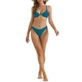 thumbnail image 2 of INSPIRAR CHIC Conjuntos de Bikini de Mujer con Halter y Aros, 2 Piezas, Tirantes Ajustables, Parte Inferior en Triángulo, Trajes de Baño, Teal Medio, 2 of 5