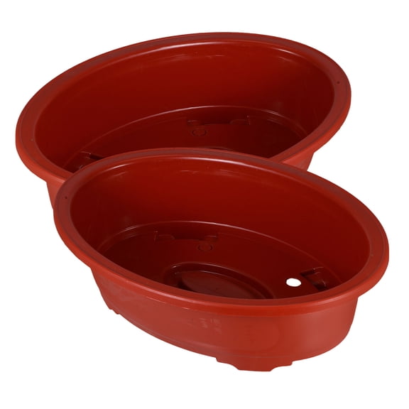 WEUVEB 2-Pack Oval Brown Plastic Plant Pots for Garden, Indoor and Outdoor Use, and Lightweight