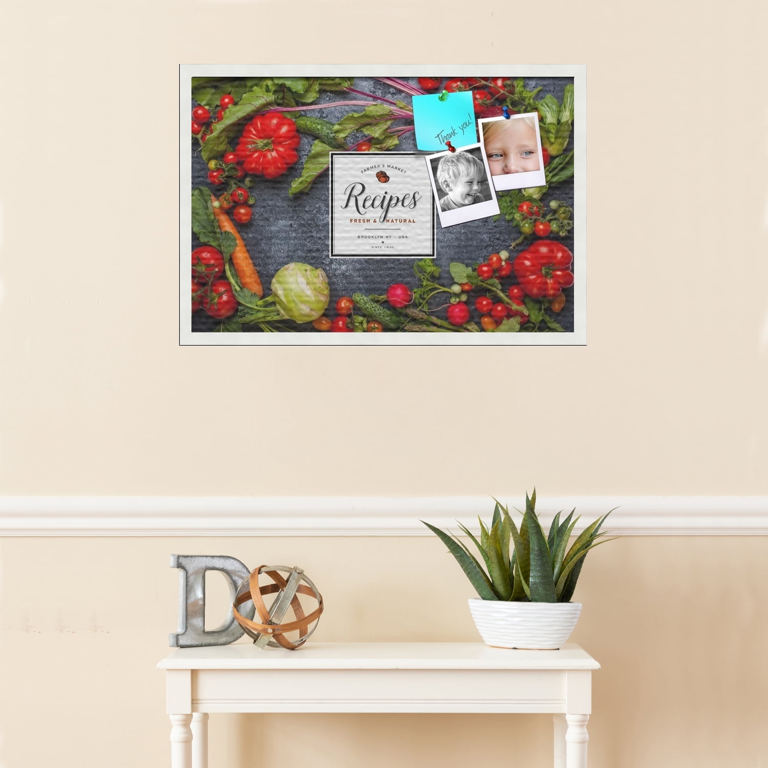 PinPix 30x20 Custom Cork Bulletin Board Dark Vegetables Poster Board Has a Fabric Style Canvas Finish, Framed in Dark Vegetables, by ArtToFrames (PinPix-1363)
