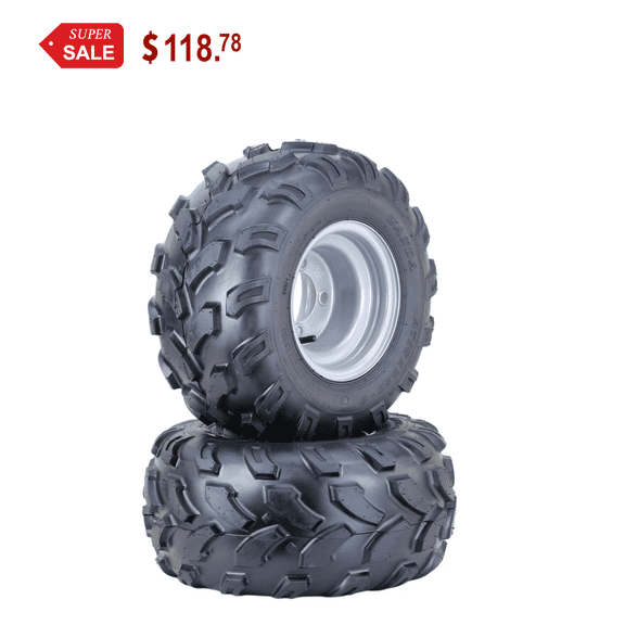 WANDA ATV Golf Cart Tire & wheel 18X9.5-8 4-Ply with 4 Lugs on 4" PCD Silver Wheel-10001,SET 2