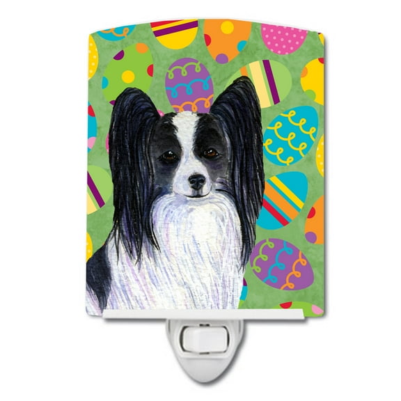 Caroline's Treasures SS4850CNL Papillon Easter Eggtravaganza Ceramic Night Light, 6x4x3", multicolor