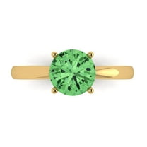 1.5 ct Round Cut Simulated Green Diamond Solitaire 18K Yellow Gold Womens Engagement Ring