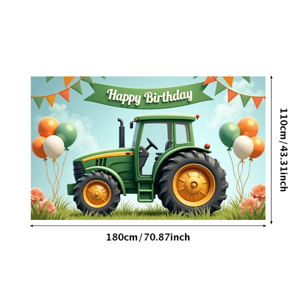 Tractor Birthday Banner Colorful Balloons Party Decoration Farm Theme for Kids Party Birthday Celebration Outdoor Event