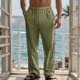 thumbnail image 5 of Afdoent Mens Pants Men Summer Fashion Casual Elastic Side Button Pants Solid Color Breathable Flax Loose Casual Pants Fashion Streetwear, 5 of 6