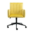 thumbnail image 3 of SYNGAR Modern Velvet Fabric Task Chair, Home Office Chair with Adjustable Height, Spring Cushion, Mid Back, Arms, 360 Swivel, 250lb Capacity, Yellow, 3 of 7