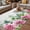 Pink, variant on Spring Pink Roses Outdoor Rug for Patio/Deck/Porch, Non-Slip Large Area Rug 3 x 5 Ft, Pastoral Eucalyptus Leaves Rustic Burlap Indoor Outdoor Rugs Washable Area Rugs, Camping Rug Carpet Runner