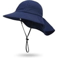 thumbnail image 2 of Toddler Summer Hat with Neck Flap Waterproof Kids Swim Hat Baby UV Protection Sun Hats Beach Cap for Boys Girls Navy L, 2 of 5