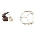 thumbnail image 1 of Juego de estatuas de cerámica, estante de almacenamiento de pared con figuritas, estante colgante de metal, decoración de mesa de hierro, artesanías a, 1 of 8