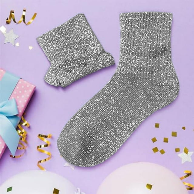 Sparkly Solid Color Slouch Socks, Fashionable Mid Calf Hosiery for Daily Wear, Comfortable Stretch Fit for Casual Outfits, Fun Design for Entertainment, Perfect for Lounge and Style